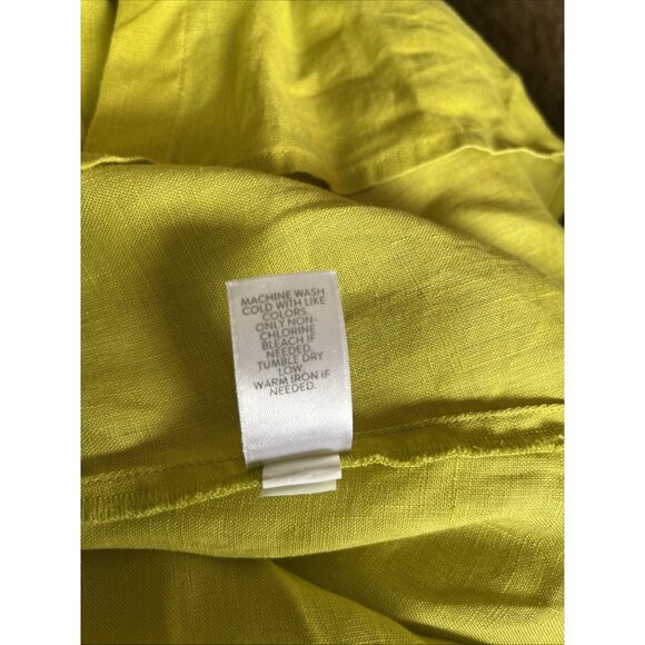 J Jill Love Linen Womens 100% Linen Sz S Lime Green Long Sleeve Beach Workwear - Picture 8 of 8